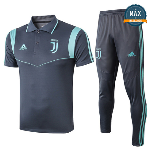 Maillot Polo + Pantalon Juventus 2019/20 Training Bleu Marine/Vert bande