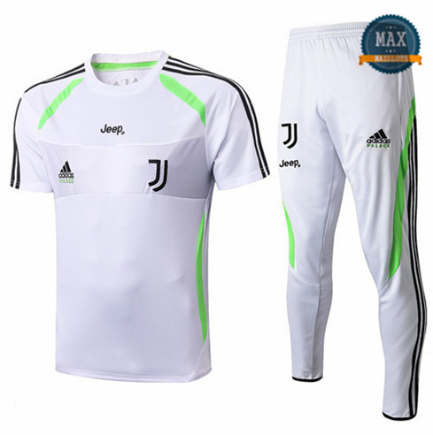 Maillot + Pantalon Juventus 2019/20 Training Blanc/Vert bande