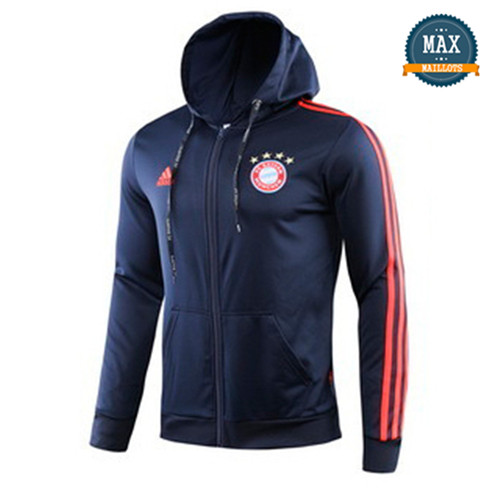 Veste à Capuche Bayern Munich 2019/20 Bleu Marine/Rouge bande