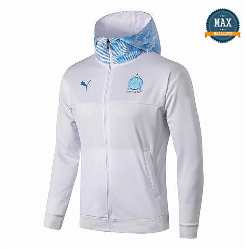 Veste à Capuche Olympique Marseille 2019/20 Blanc/Bleu