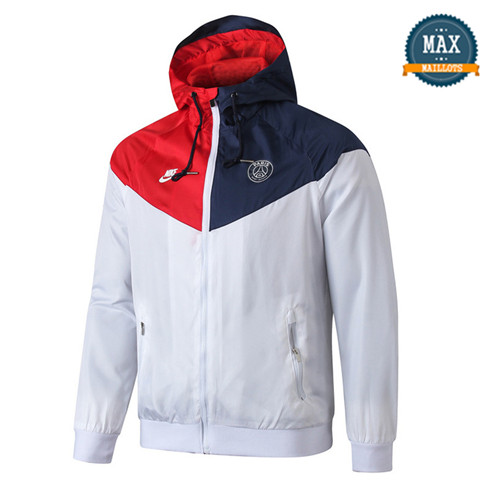 Veste Coupe vent à Capuche Paris Saint Germain 2019/20 Blanc/Rouge/Bleu