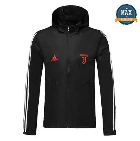 Veste Coupe vent à Capuche Juventus 2019/20 Noir/Rouge bande