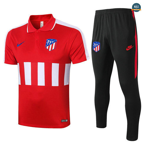 Max Maillots Atletico Madrid POLO + Pantalon 2020/21 Training Rouge/Blanc