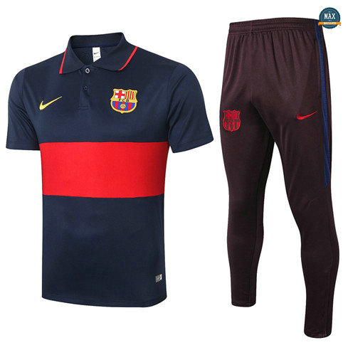 Max Maillots Barcelone POLO + Pantalon 2020/21 Training Bleu Marine/Rouge