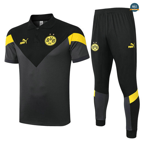 Max Maillots Dortmund POLO + Pantalon 2020/21 Training Gris/Noir