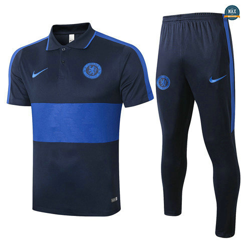 Max Maillots Chelsea POLO + Pantalon 2020/21 Training Bleu Marine/Bleu