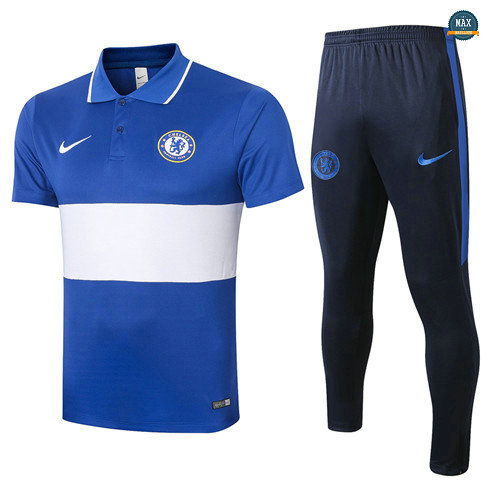 Max Maillots Chelsea POLO + Pantalon 2020/21 Training Bleu/Blanc