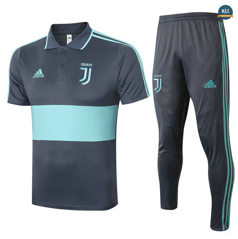 Max Maillots Juventus POLO + Pantalon 2020/21 Training Gris/Bleu