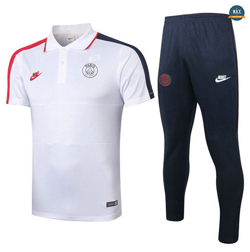 Max Maillots PSG POLO + Pantalon 2020/21 Training Blanc