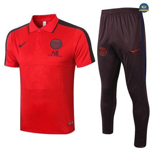 Max Maillots PSG POLO + Pantalon 2020/21 Training Rouge/Noir