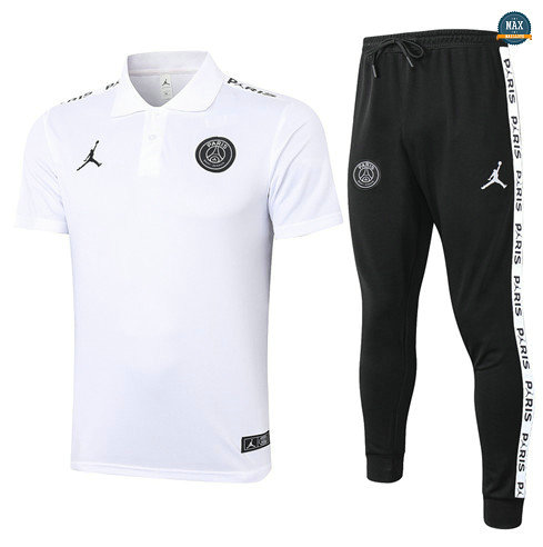 Max Maillots PSG Jordan POLO + Pantalon 2020/21 Training Blanc
