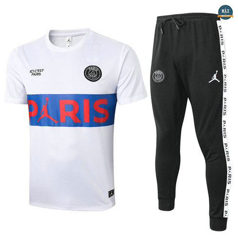 Max Maillots PSG + Pantalon 2020/21 Training Blanc (Bleu Pris)