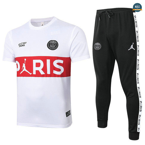 Max Maillots PSG Jordan + Pantalon 2020/21 Training Blanc (Rouge Pris)