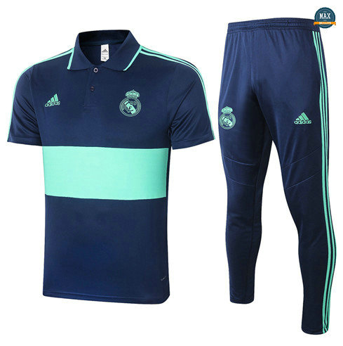 Max Maillots Real Madrid POLO + Pantalon 2020/21 Training Bleu Marine/Vert