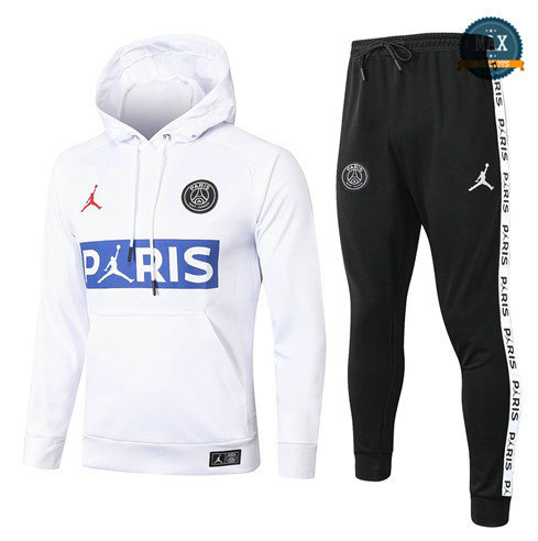Max Survetement a Capuche PARIS PSG Jordan 2020 Blanc/Bleu