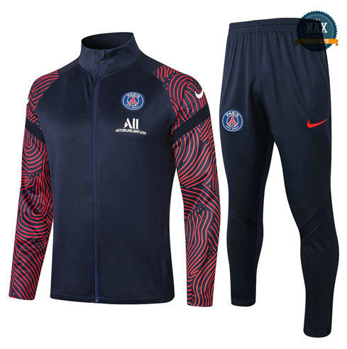 Max Veste Survetement PSG 2020 Bleu Marine/Rouge Col Haut