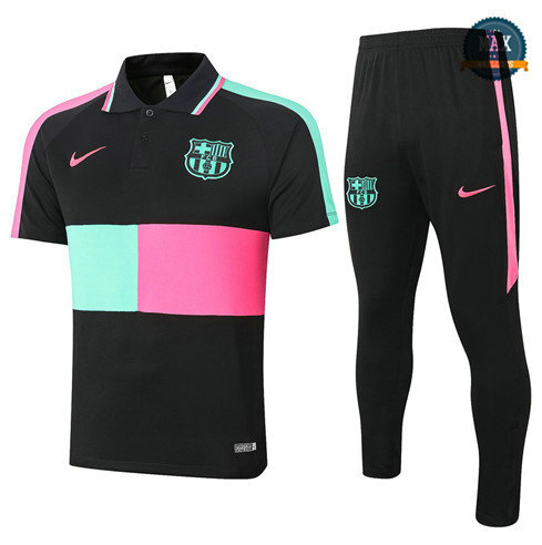 Max Barcelone POLO + Pantalon 2020 Training Noir/Vert/Rose