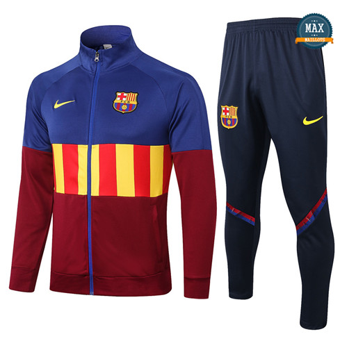 Max Veste Survetement Barcelone 2020/21 Bleu/Rouge/Jaune Col Haut