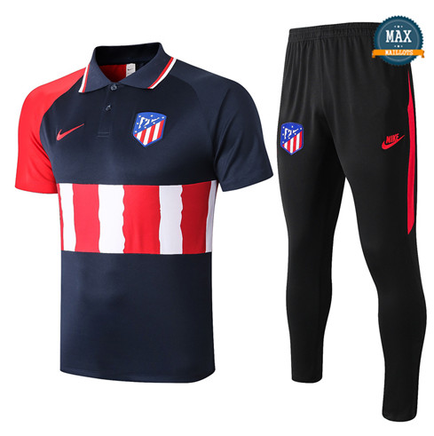 Atletico MadridAtletico Madrid POLO + Pantalon 2020/21 Training Bleu Marine/Rouge/Blanc