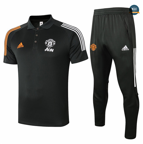 Max Maillots Manchester United Polo + Pantalon 2020/21 Training Gris foncé