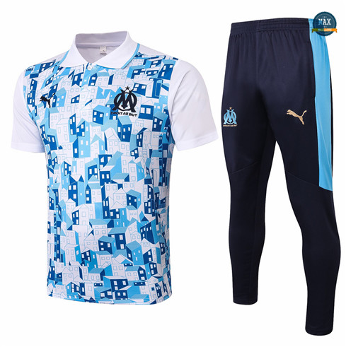 Max Maillots Marseille Polo + Pantalon 2020/21 Training Blanc/Bleu