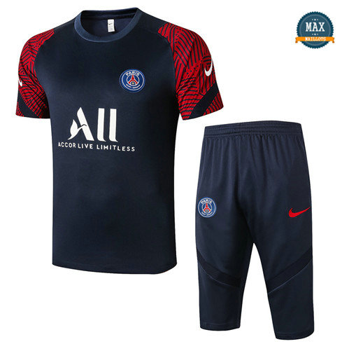 Max Maillot PSG + Pantalon 3/4 Training 2020/21 Bleu Marine/Rouge