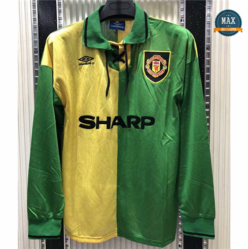 Max Maillot Retro Manchester United 1992-94 Manche Longue Jaune/Vert