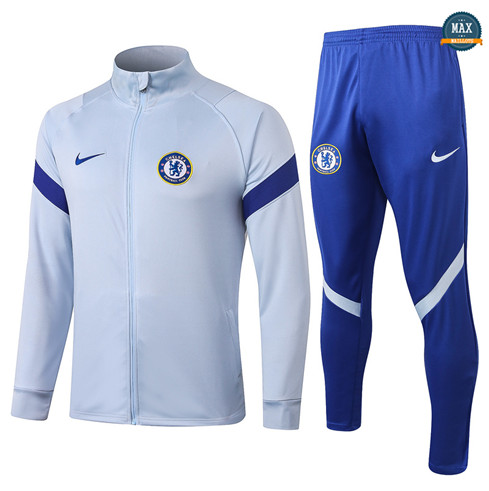 Max Veste Survetement Chelsea 2020/21 Col Haut Gris clair