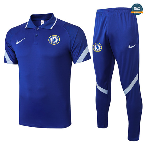 Max Maillot Chelsea Polo + Pantalon 2020/21 Training Bleu