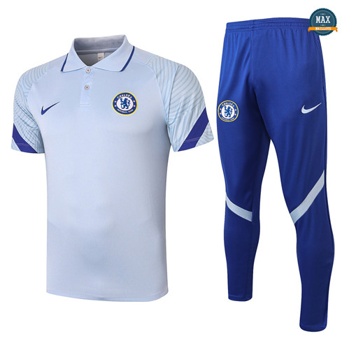 Max Maillots Chelsea Polo + Pantalon 2020/21 Training Gris clair