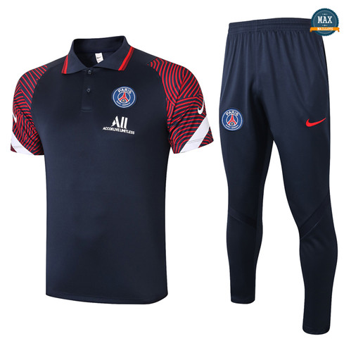 Max Maillot PSG Polo + Pantalon 2020/21 Training Bleu Marine/Rouge