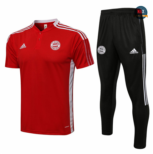 Max Maillot Polo Bayern Munich + Pantalon 2021 Training Rouge