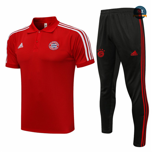 Max Maillot Polo Bayern Munich + Pantalon 2021 Training Rouge/Blanc