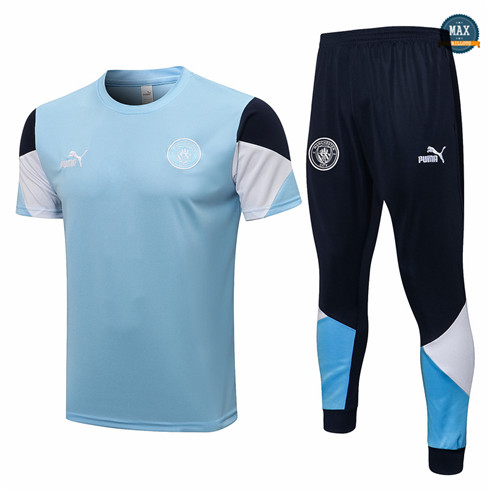 Max Maillot Manchester City + Pantalon 2021 Training Bleu Clair