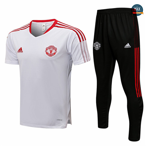 Max Maillot Manchester United + Pantalon 2021 Training Blanc