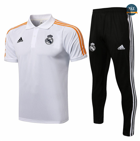 Max Maillot Polo Real Madrid + Pantalon 2021 Training Blanc/Orange