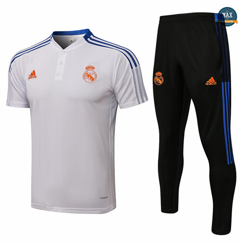 Max Maillot Polo Real Madrid + Pantalon 2021 Training Blanc