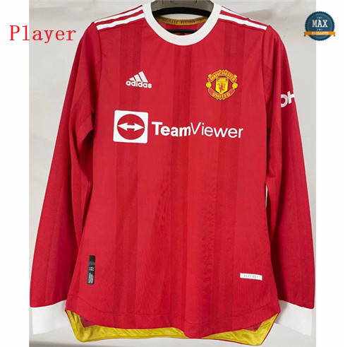 Max Maillot Foot Player Version 2021/22 Manchester United Domicile Manche Longue