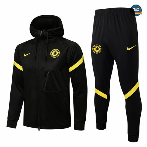 Max Veste Survetement Foot à Capuche Chelsea 2021/22 Noir/Jaune