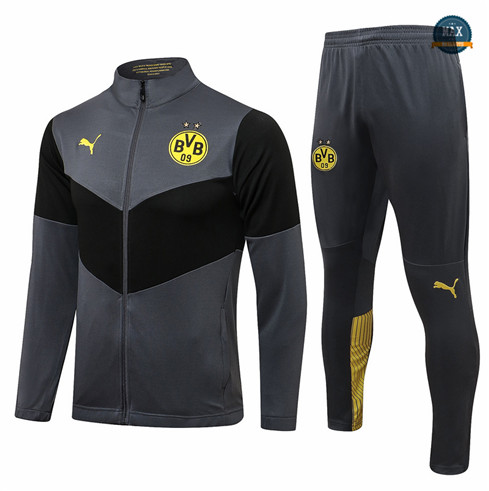 Max Veste Survetement Foot Borussia Dortmund 2021/22 Gris foncé Col Haut