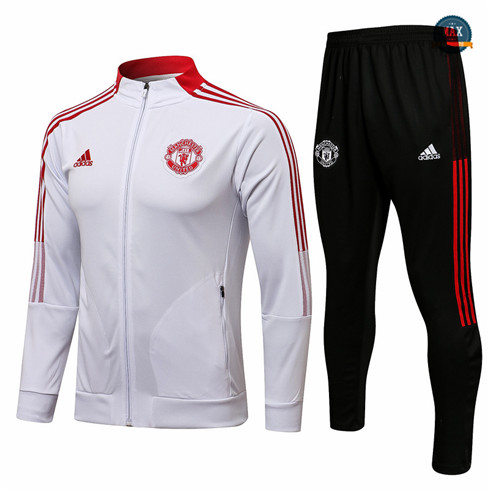 Max Veste Survetement Foot Manchester United 2021/22 Blanc Col Haut