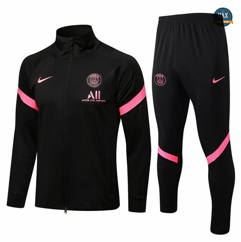 Max Veste Survetement Foot PSG 2021/22 Noir Col Haut