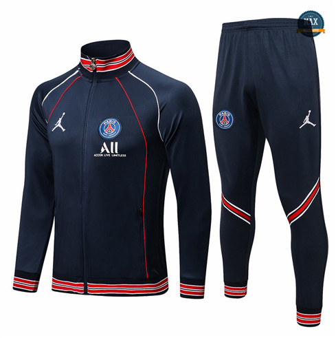 Max Veste Survetement Foot PSG Jordan 2021/22 Bleu Marine /Rouge