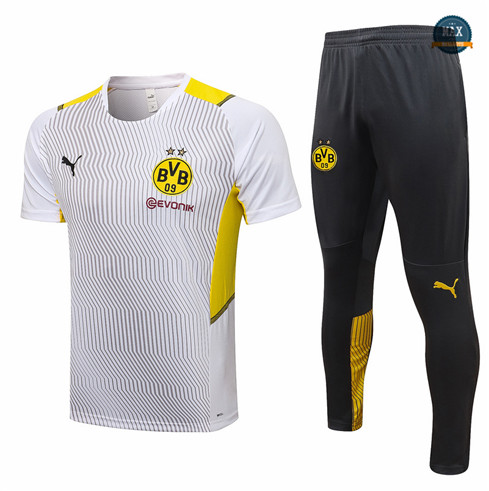 Max Maillot Foot Borussia Dortmund + Pantalon 2021/22 Training Blanc