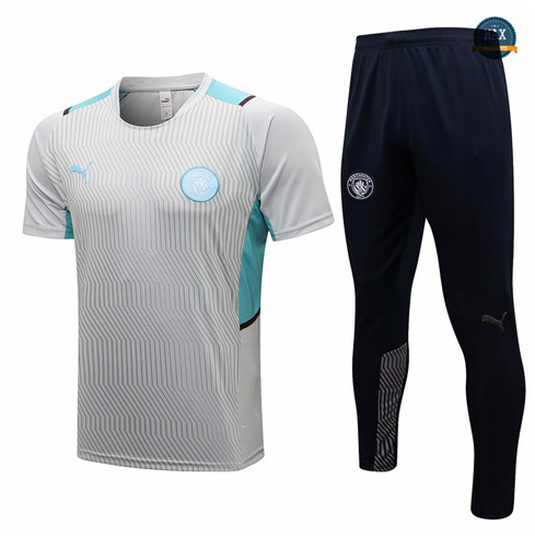 Max Maillot Foot Manchester City + Pantalon 2021/22 Training Gris Clair