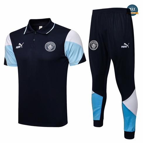 Max Maillot Foot Polo Manchester City + Pantalon 2021/22 Training Bleu Marine