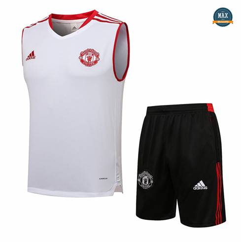 Max Maillot Foot Manchester United Veste + Pantalon 2021/22 Training Blanc/Rouge