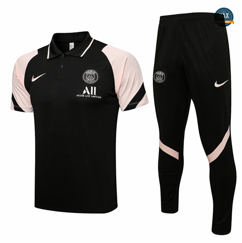 Max Maillot Foot Training Polo PSG + Pantalon 2021/22 Noir/Rose