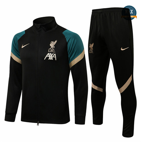 Max Veste Survetement foot Liverpool 2021/22 Noir/Vert