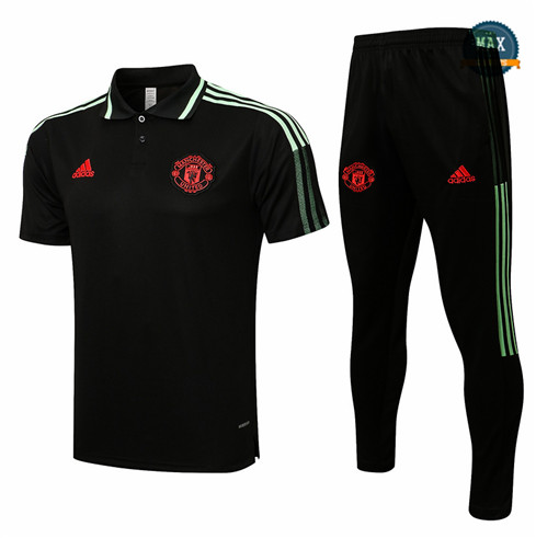 Max Maillot POLO Manchester United + Pantalon 2021/22 Training Noir/Vert